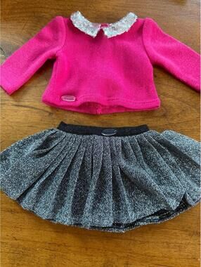 American Girl Silver Starlight Sparkle Skirt Truly Me sweater A958